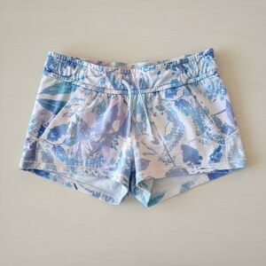 Ivivva Lululemon Girls 2” Watercolor Leaf Print Shorts White Blue Purple Size 6